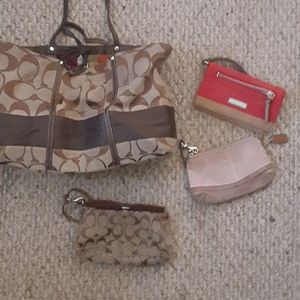 Coach tote, w 2 coach clutches, calvin Klein walle